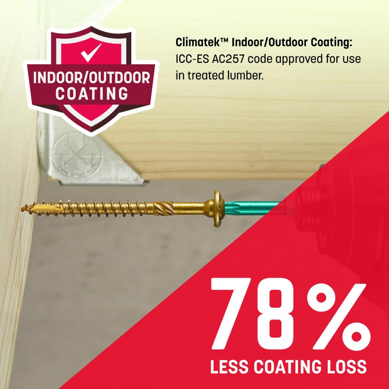 GRK Fasteners RSSâ„¢ 5/16 x 3-1/8 Inch, Structural Screws, 100 PCS, Rust Resistant Climatekâ„¢ Coating, Heavy-Duty Framing & Decking Screws, Fast Bite Tip, Star Drive Recess, T-30 Bit Included, Gold - Image 5